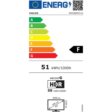 Televizor Philips LED 43PUS8007/12, 108 cm, Smart Android, 4K Ultra HD, Clasa F
