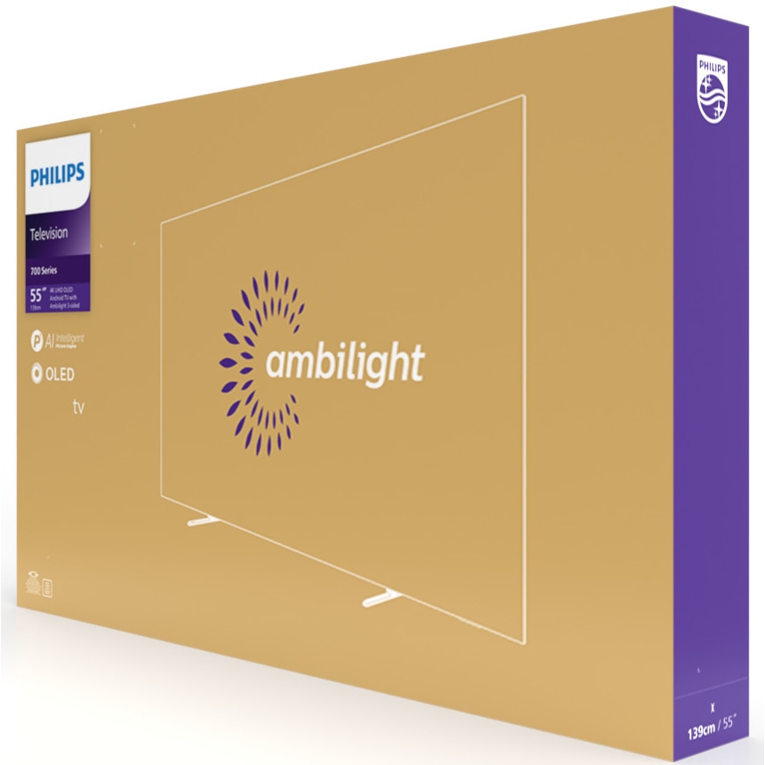 Televizor Philips Ambilight OLED 55OLED707, 139 cm, Smart Android, 4K Ultra HD 100Hz, Clasa G