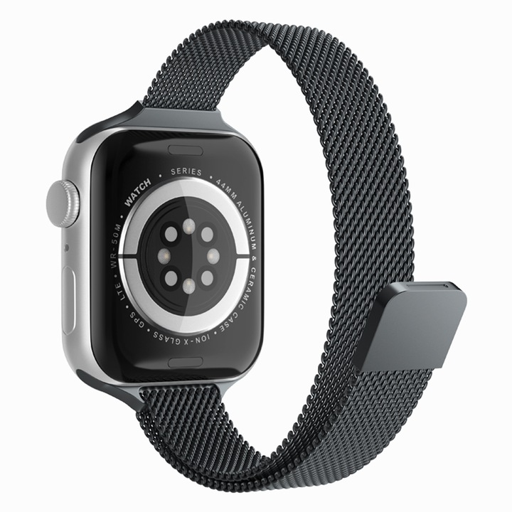 Szíj Apple Watchhoz 1/2/3/4/5/6/7/8/SE/SE 2/Ultra 42/44/45/49mm, óraszíj, F961, fekete