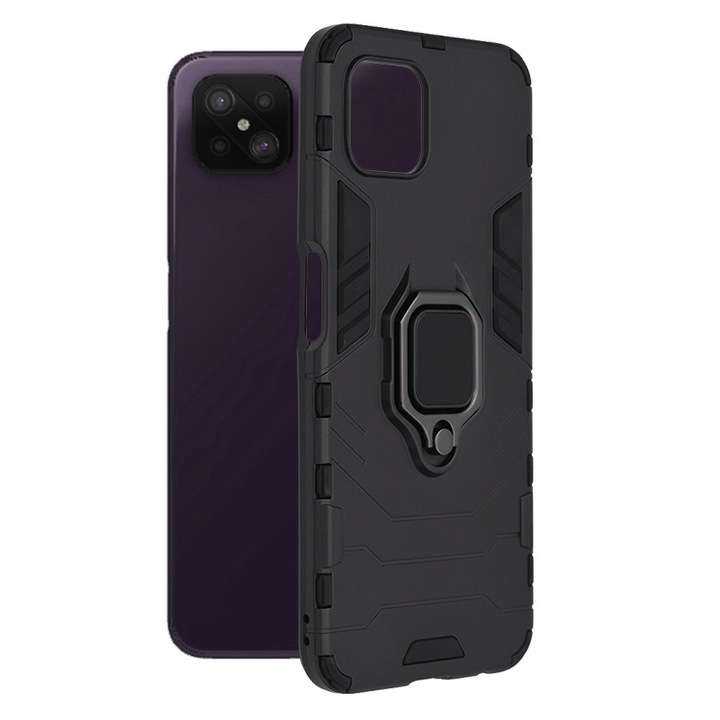 AZIAO Armor Ring Калъф за Oppo Reno4 Z, армейски щит, хибридна структура, 360° магнитен поддържащ пръстен, здрав издръжлив калъф, титаниево черно