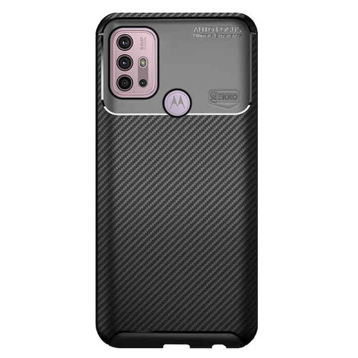 Husa pentru Motorola Moto G20, Silicon Antisoc, Carbon Fiber Design, Neagra