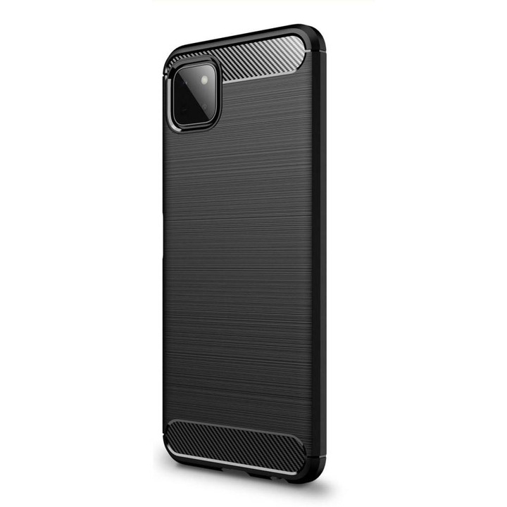 Силиконов калъф за Realme 8i, TPU Ultra Protect Slim Anti-Shock, въглеродни влакна, черен
