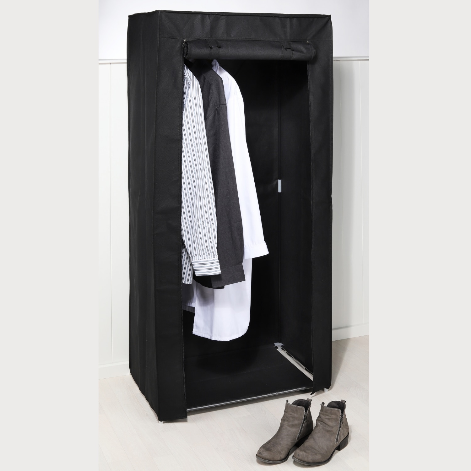 Both narrow board Dulap textil, pentru haine negru, latime 70 cm x adancime 46 cm x inaltime  148 cm - eMAG.ro