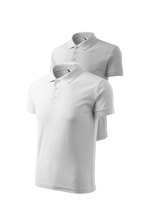 Set 2 tricouri polo pentru barbati, Malfini, mix 4, Alb/Gri deschis