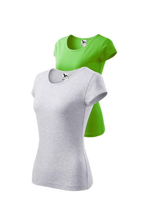 Set 2 tricouri de dama, Malfini, Pure, mix 15, Gri deschis/Verde mar