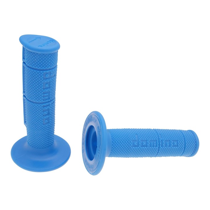 Set de prindere pentru ghidon de cauciuc albastru pentru off-road Domino