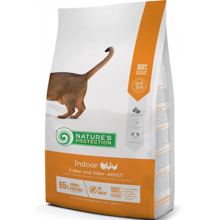 Hrana uscata pentru pisici Natures Protection Indoor, Poultry, 7Kg