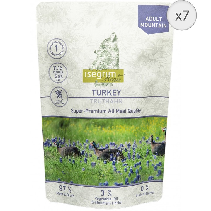 Мокра храна за кучета Isegrim Turkey monoprotein, 7x410 гр