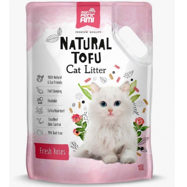 Asternut igienic pentru pisici Mon Petit Ami Tofu Trandafir, 10L