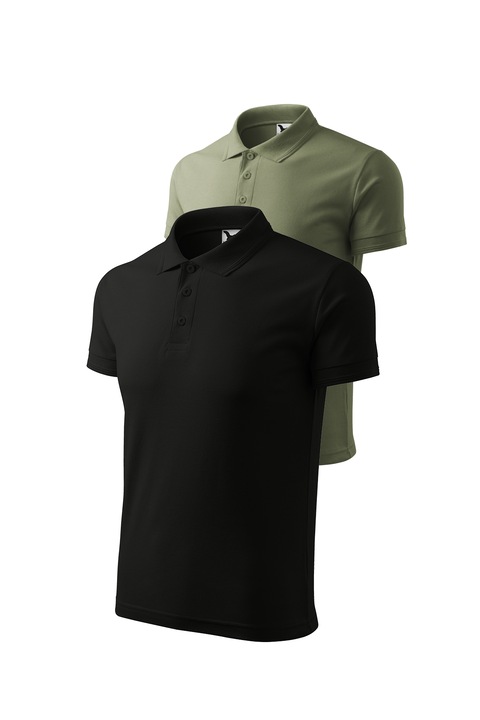 Set 2 tricouri polo pentru barbati, Malfini, Pique Polo, setul 3, Negru/Kaki