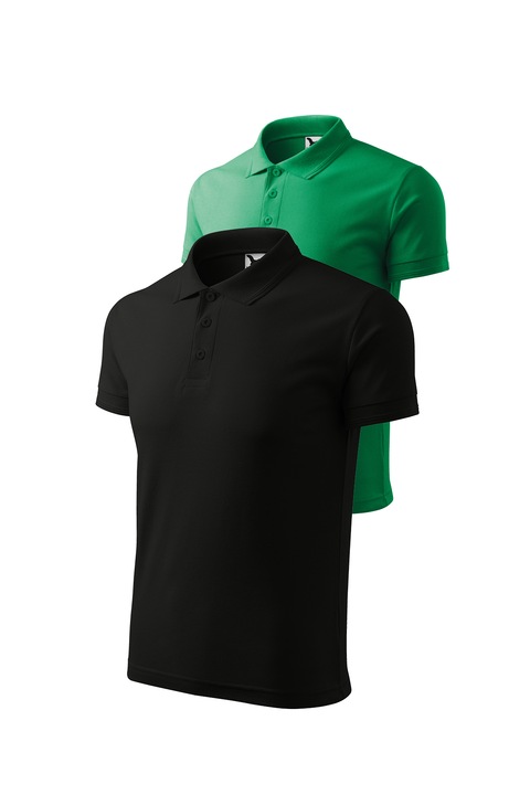 Set 2 tricouri polo pentru barbati, Malfini, mix 97, Negru/Verde Mediu