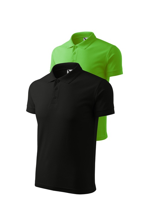 Set 2 tricouri polo pentru barbati, Malfini, mix 97, Negru/Verde mar