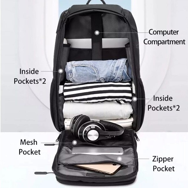 Rucsac laptop City Arctic Hunter, impermeabil, 15.6", negru, model AHB461