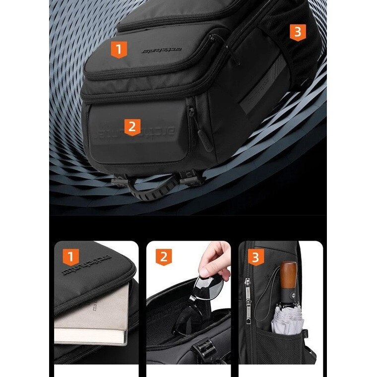 Rucsac laptop City Arctic Hunter, impermeabil, 15.6", negru, model AHB461