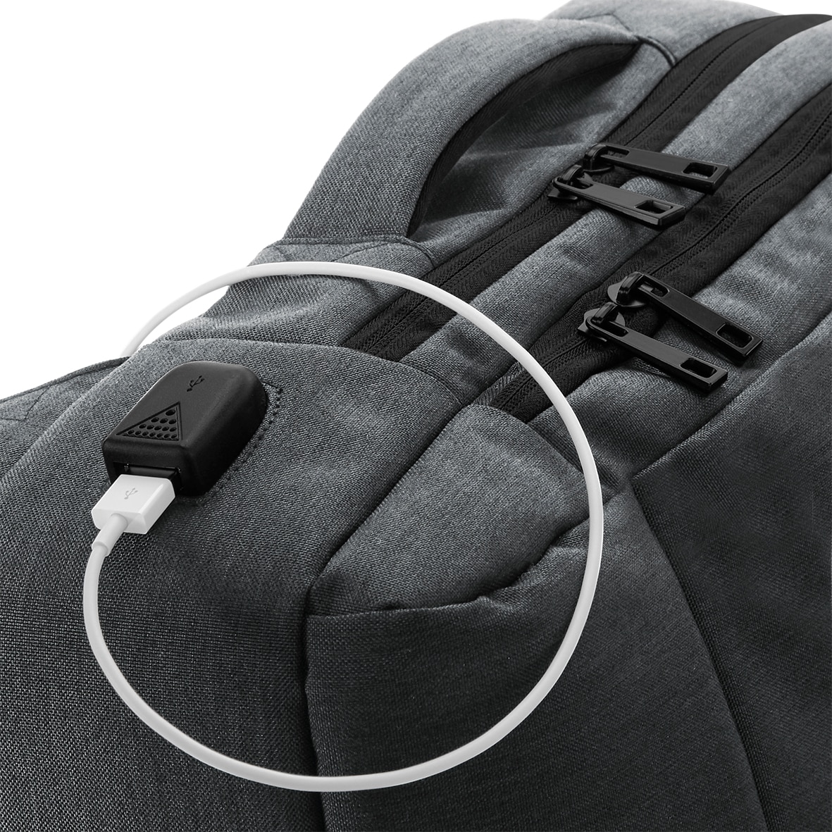 Rucsac laptop Q-Tech Charge cu port de incarcare USB si buzunar pentru baterie, 15.6", Gri granit, 45 x 33 cm