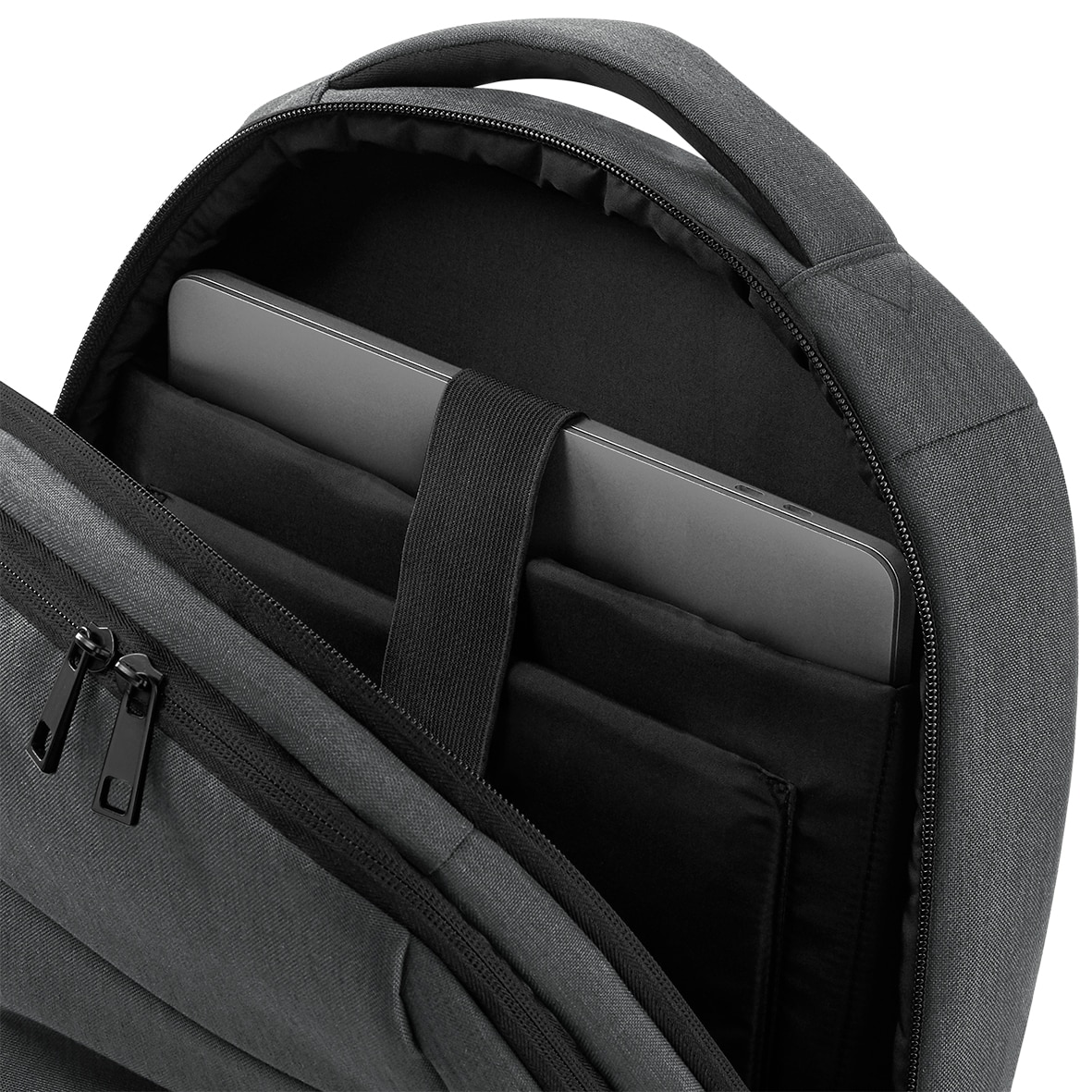 Rucsac laptop Q-Tech Charge cu port de incarcare USB si buzunar pentru baterie, 15.6", Gri granit, 45 x 33 cm