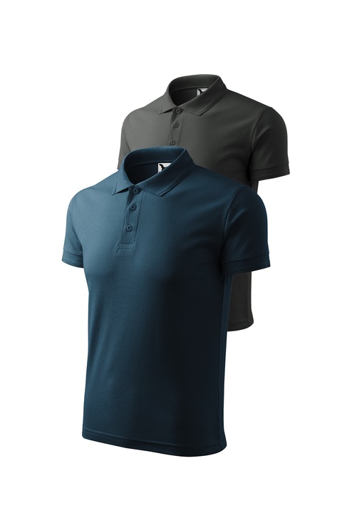 Set 2 tricouri polo pentru barbati, Malfini, Pique Polo, setul 6, Gri/Bleumarin