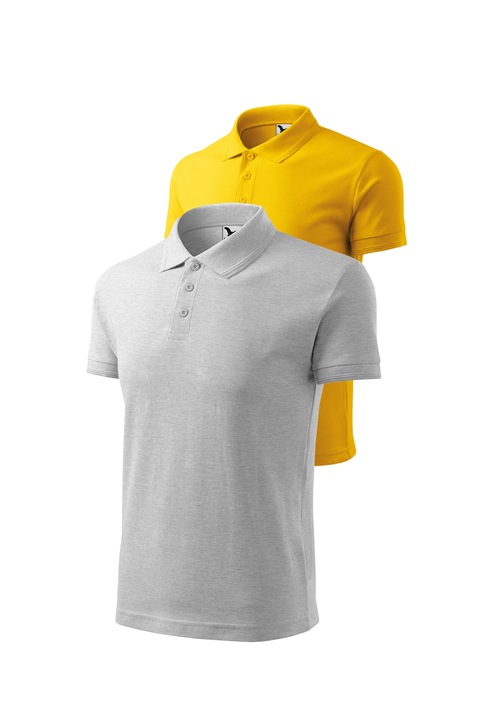 Set 2 tricouri polo pentru barbati, Malfini, mix 67, Gri deschis/Galben