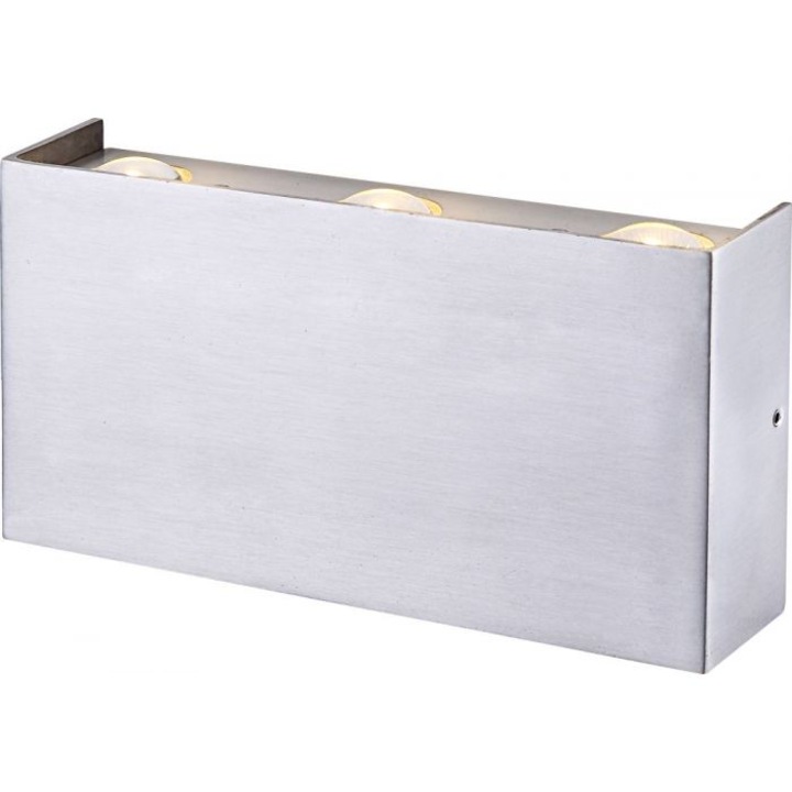 Aplica de perete LED Globo 34177-6, 350lm, 3000K, IP44, 9x17x4 cm, aluminiu si sticla, argintiu