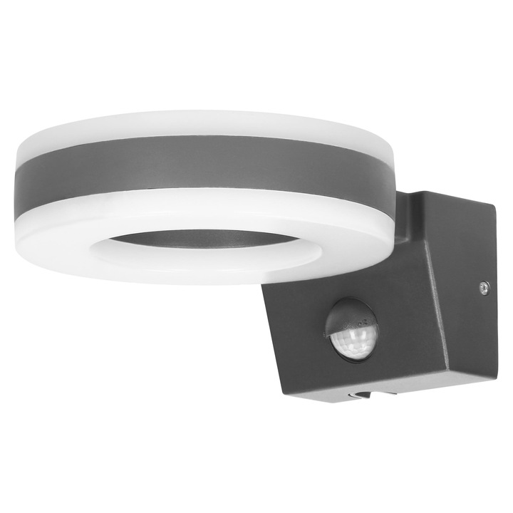 Aplica de gradina ADVITI Howlit AD-OP-6205GLPMR4, 20W, LED SMD, 1800lm, IP65, 4000K, senzor de miscare si crepuscular, detectie 140 °, gri