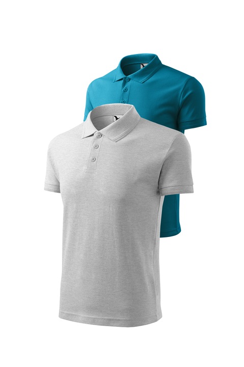 Set 2 tricouri polo pentru barbati, Malfini, mix 71, Gri deschis/Turcoaz inchis