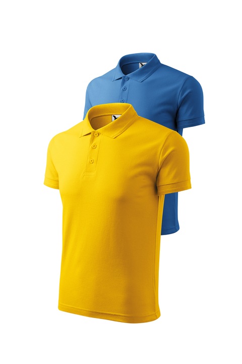 Set 2 tricouri polo pentru barbati, Malfini, Pique Polo, setul 9, Galben/Albastru azur
