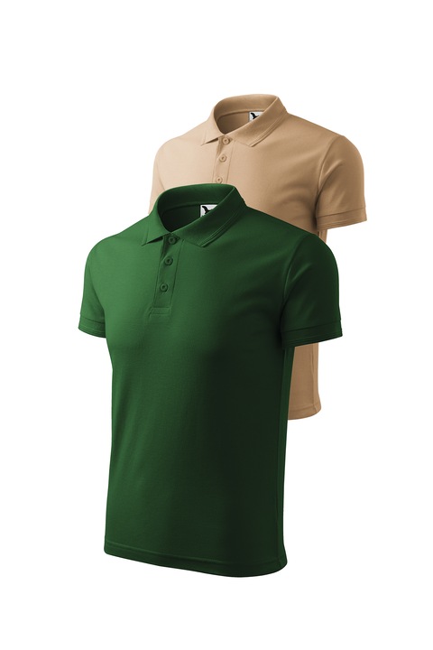 Set 2 tricouri polo pentru barbati, Malfini, Pique Polo, setul 13, Bej inchis/Verde sticla