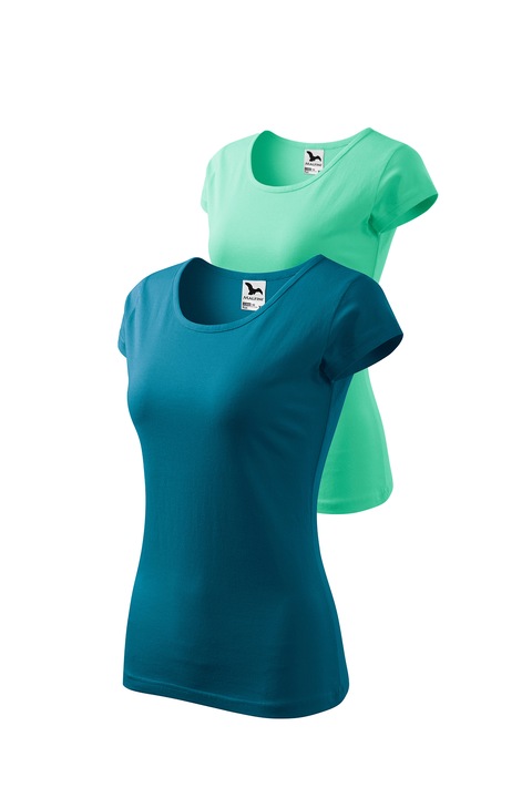 Set 2 tricouri de dama, Malfini, Pure, setul 17, Albastru petrol/Verde menta