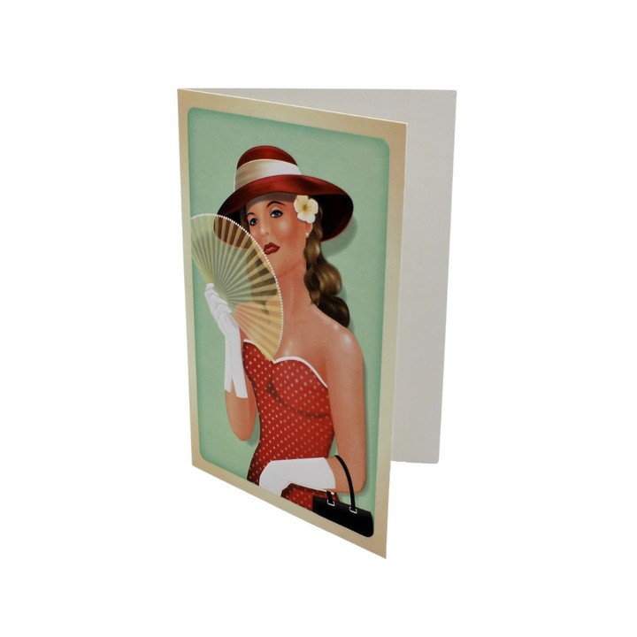 Поздравителна картичка Top Trend Retro Lady, 18 х 12 см