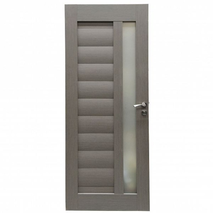 Интериорна дървена врата със стъкло BestImp G4-78-G лява/дясна сива 203 х 78 см, регулируема каса