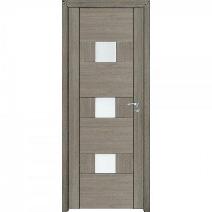Интериорна дървена врата със стъкло BestImp G5-68-G лява/дясна сива 203 х 68 см, регулируема каса