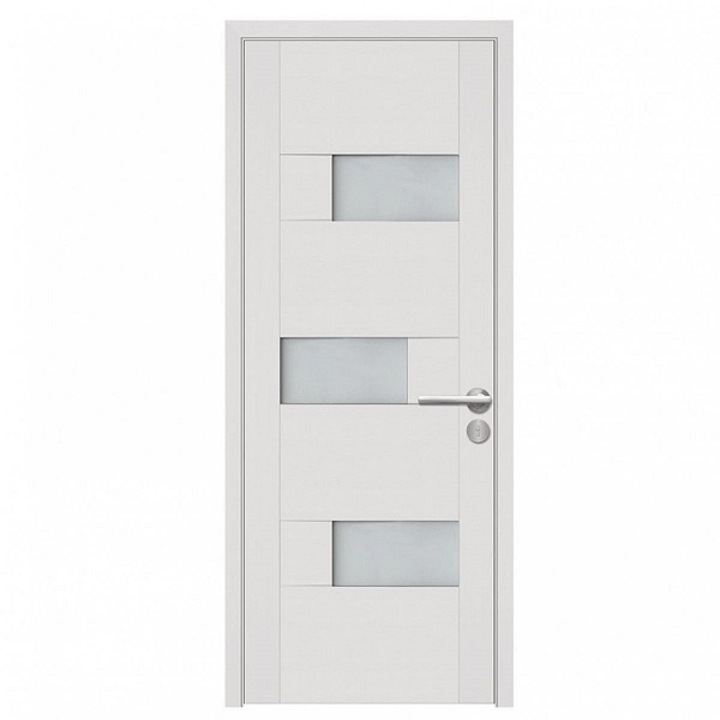 Интериорна дървена врата със стъкло BestImp G6-88-E, лява/дясна, бяла, 203 х 88 см, регулируема каса