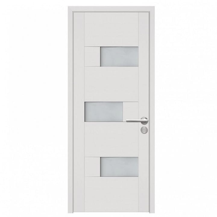 Интериорна дървена врата със стъкло BestImp G6-68-E, лява/дясна, бяла, 203 х 68 см, регулируема каса