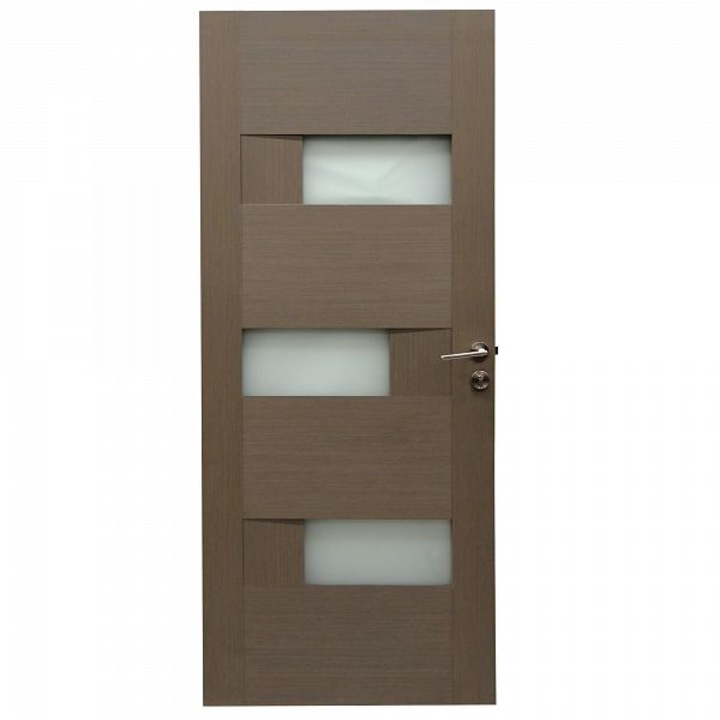 Интериорна дървена врата със стъкло BestImp G6-88-G лява/дясна сива 203 х 88 см, регулируема каса