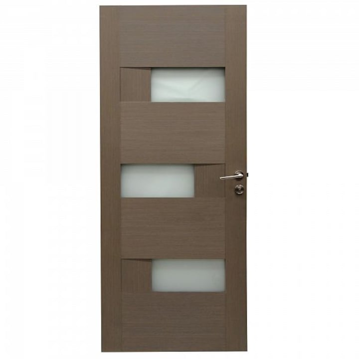 Интериорна дървена врата със стъкло BestImp G6-68-G лява/дясна сива 203 х 68 см, регулируема каса
