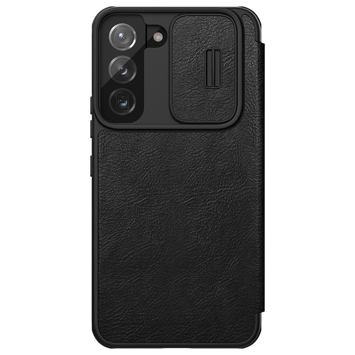 Калъф за Samsung Galaxy S22 Plus 5G, QIN Leather Pro Case, Metal, Черен