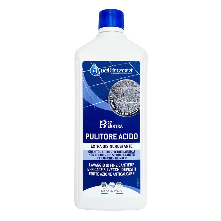 Detergent acid Bellinzoni B-27 Extra, 1 litru, anticalcar, dezincrustant, curatenie post-constructor, eficient pe murdaria intarita