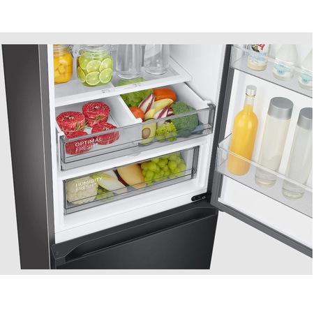 Combina frigorifica Samsung RB38A7B6AB1/EF, Bespoke, 387 l, No Frost, Clasa A, Twin & Metal Cooling, Cool Select+, Digital Inverter, Raft sticle, H 203 cm, Dark Inox