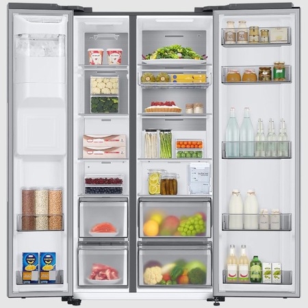 Side by side RS68A854CSL/EF, 634 l, Full No Frost, Clasa C, Twin Cooling Plus, Conversie Smart 5 in 1, Metal Cooling, Precise cooling, Compresor Digital Inverter, Dozator apa si gheata fara racordare, Inox