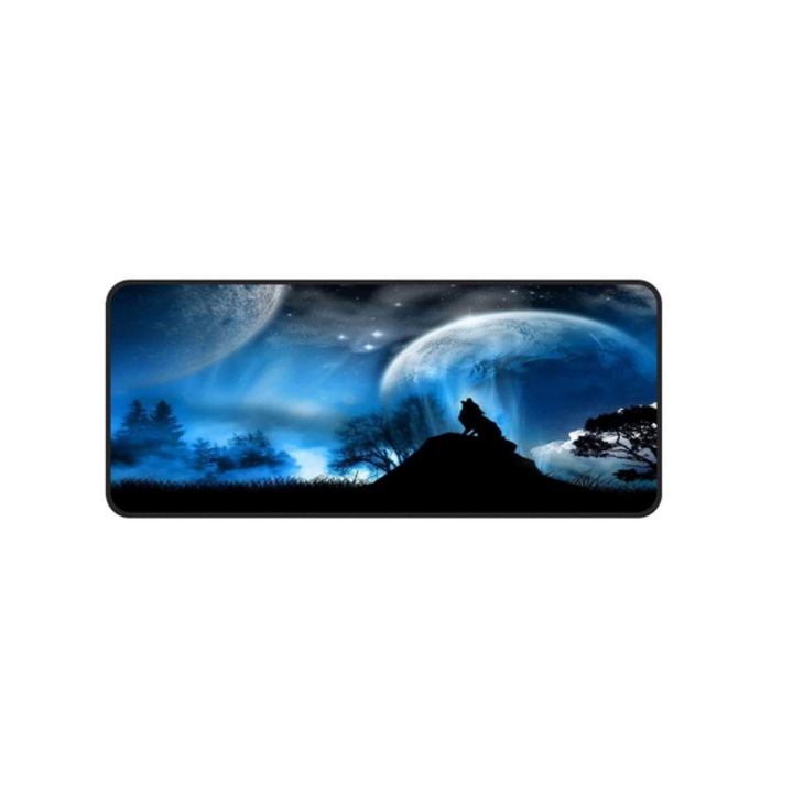 Mousepad Cauciucat pentru Gaming 90 cm x 40 cm x 3 mm Model Lup Cusaturi Laterale si Baza Cauciucata G Glixicom®