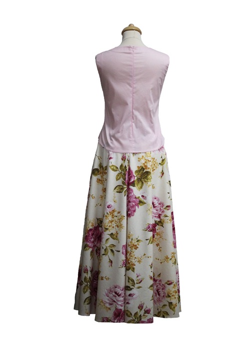 Compleu bluza cu fusta roz/floral, marime 38