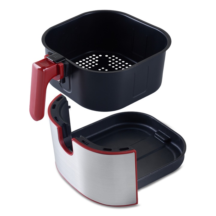 Фритюрник с горещ въздух, цифров, 3,6 литра, 1250 W, 6 програми, Biovita Brava-M, червен