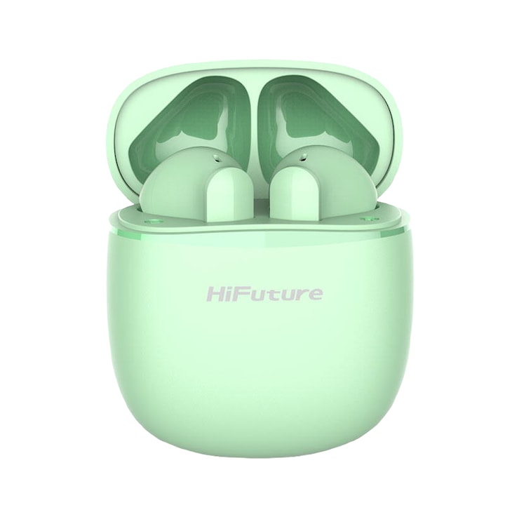 Casti audio wireless HiFuture ColorBuds, fara fir, Bluetooth 5.0, Earbuds cu control touch, True Wireless Stereo, Earpods pentru telefon, Verde