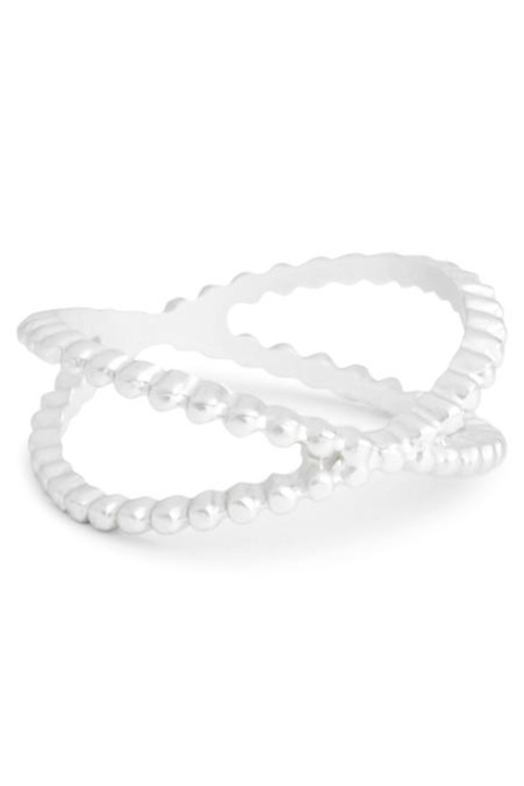 Inel dublu, Vila, Alama, Argintiu-Alb, Mediu-mare