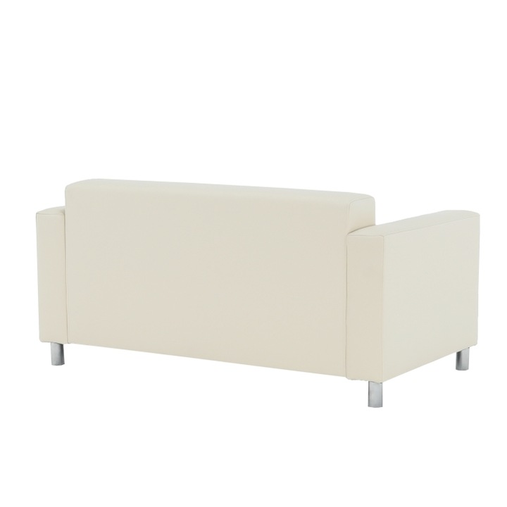 Двуместен диван Homker, Екологична кожа, Бежов, 140x63x78 см