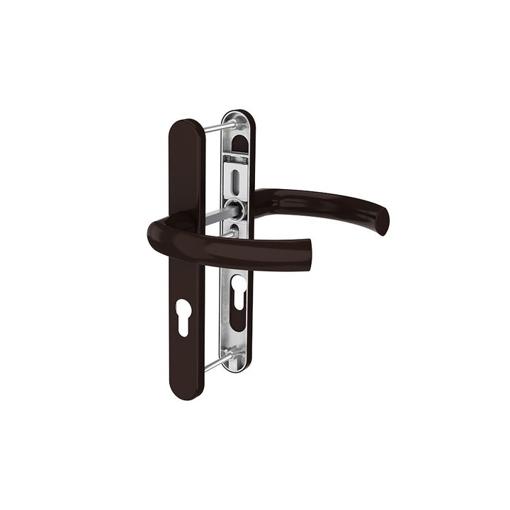 Maner usa termopan, Jowisz, exterior, 85 x 32 mm, cu arc, material aluminiu, culoare maro RAL8077