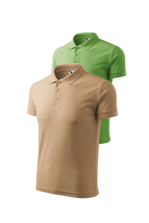 Set 2 tricouri polo pentru barbati, Malfini, Pique Polo, setul 17, Bej inchis/Verde iarba