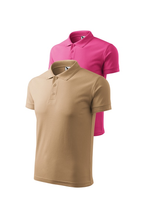 Set 2 tricouri polo pentru barbati, Malfini, Pique Polo, setul 17, Bej inchis/Roz