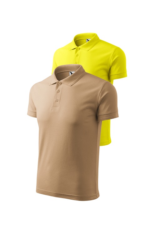 Set 2 tricouri polo pentru barbati, Malfini, Pique Polo, Nisip/Lamaie