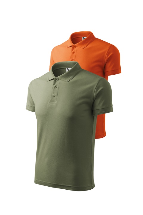 Set 2 tricouri polo pentru barbati, Malfini, Pique Polo, setul 18, Portocaliu/Kaki